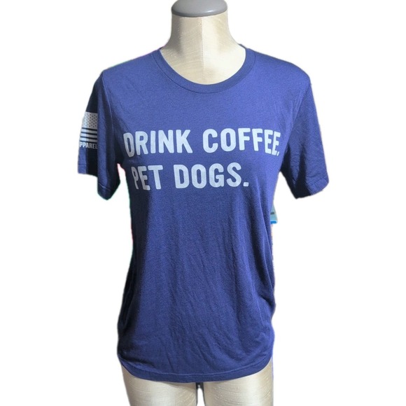 Nine Line Tops - Nine Line Apparel T-shirt Drink Coffee Pet Dogs Women's Small Comfy Casual
